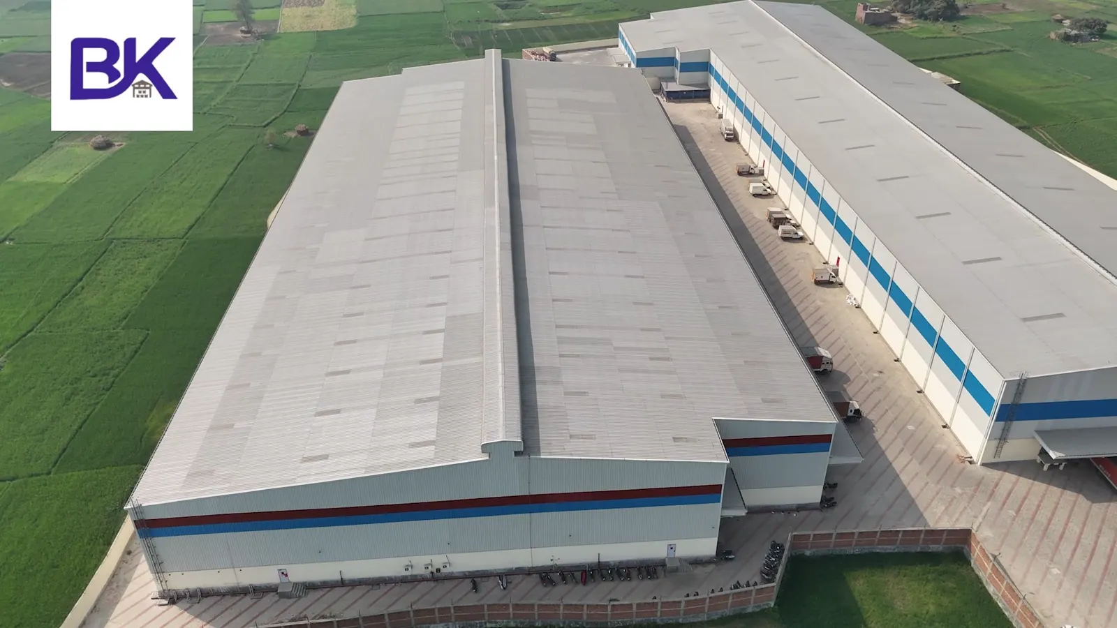 Drone view of warehouse campus on NH-31 Patna–Bakhtiyarpur four lane